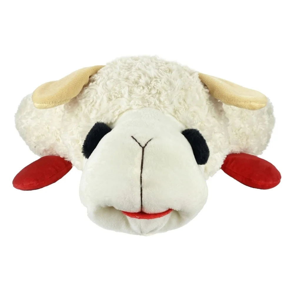 Plush Lamb Dog Bed - Cream and Red